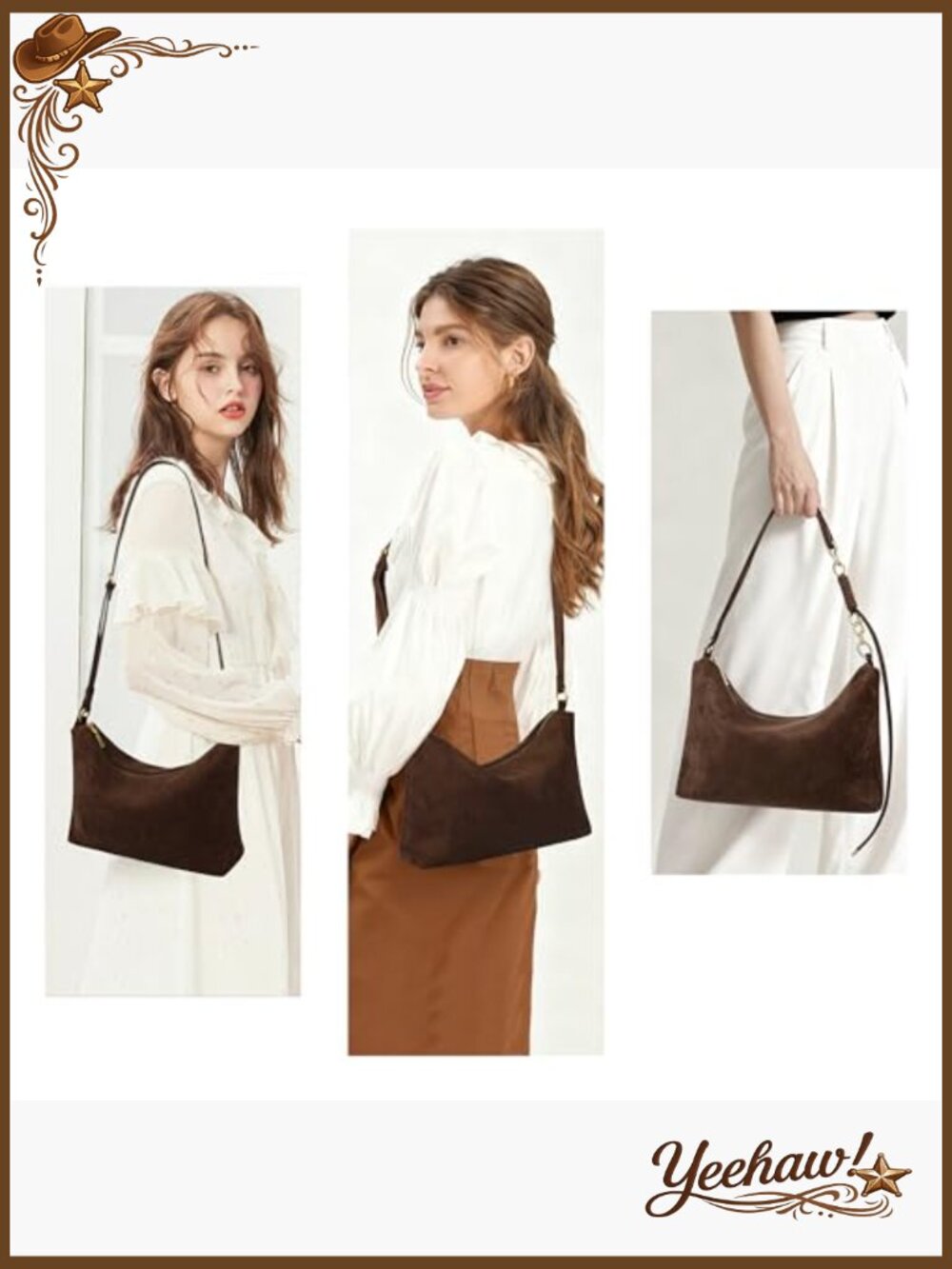 Faux Suede Hobo Bag with Adjustable Strap, Lightweight Crossbody - Picture 2 of 6